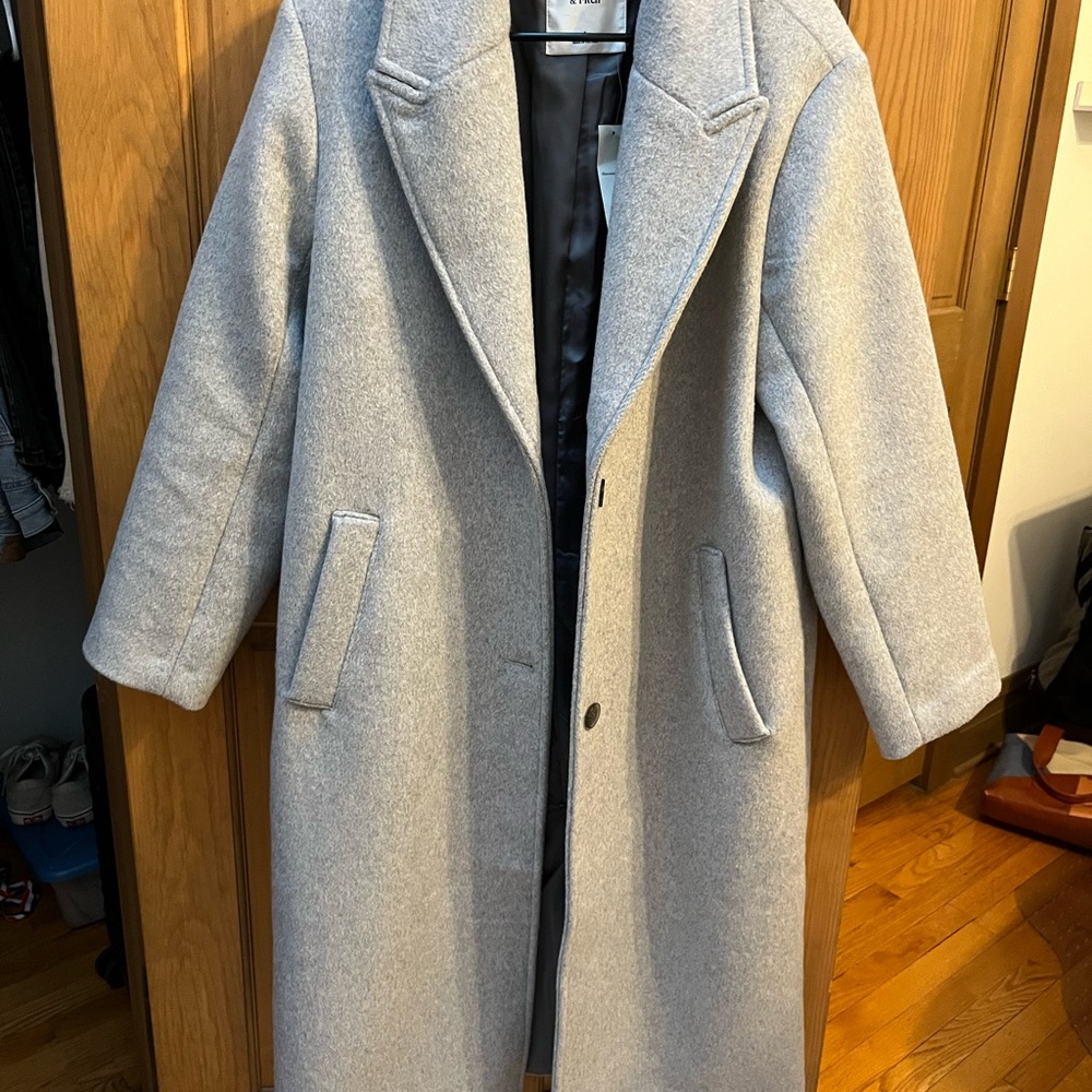Gray Wool Blend Overcoat